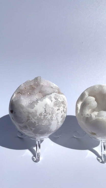 Snow White Agate Druzy Sphere