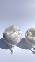 Load and play video in Gallery viewer, Snow White Agate Druzy Sphere
