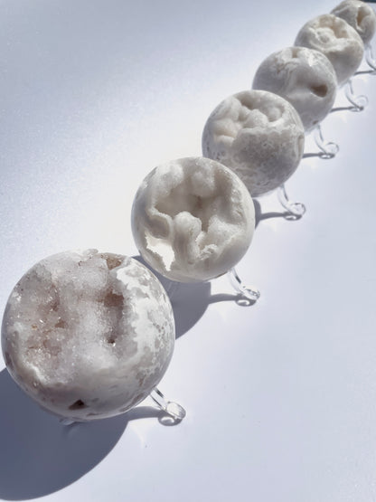 Snow White Agate Druzy Sphere