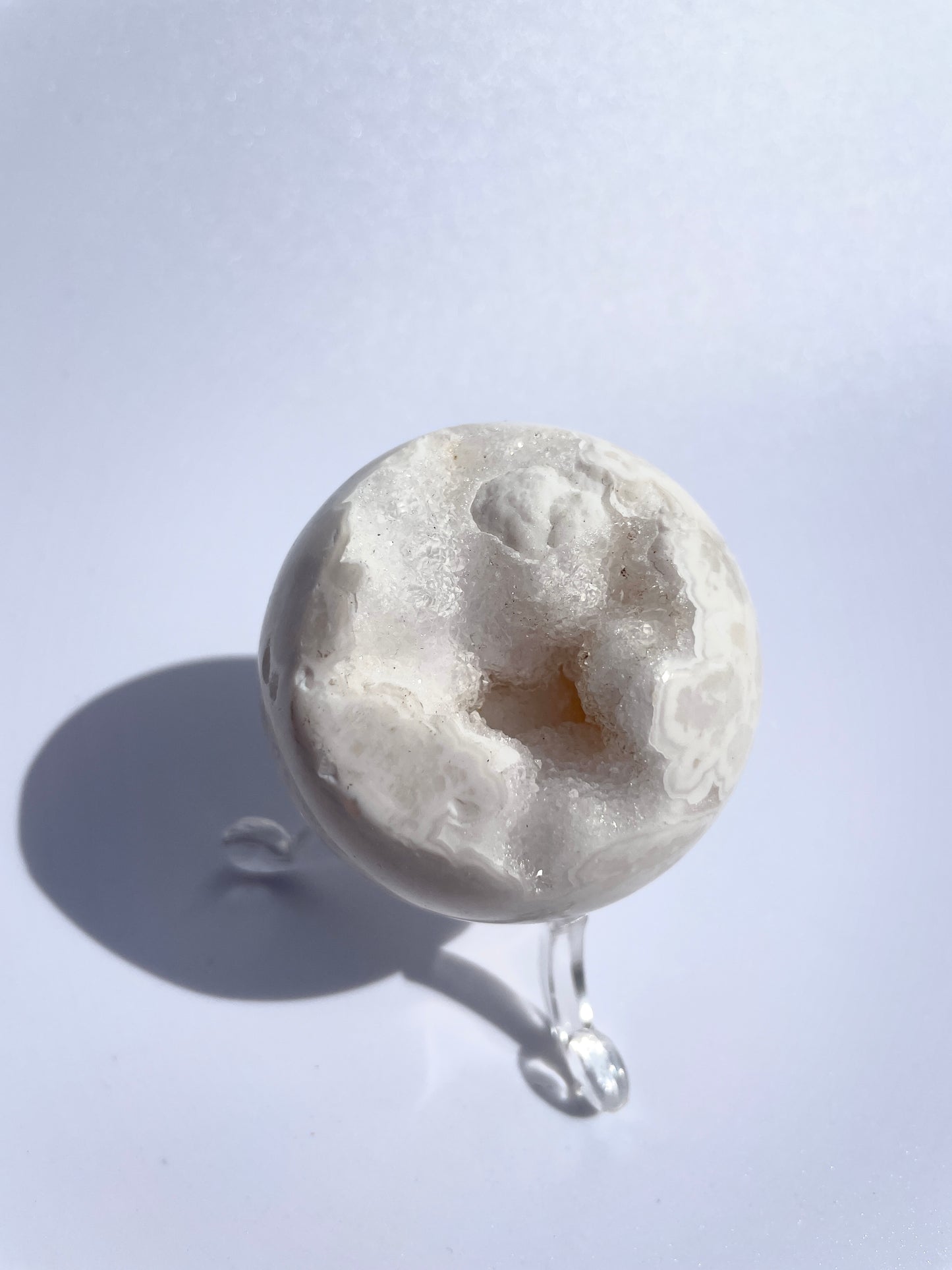 Snow White Agate Druzy Sphere