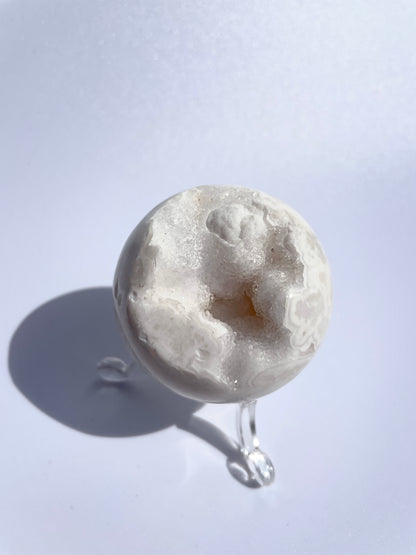Snow White Agate Druzy Sphere