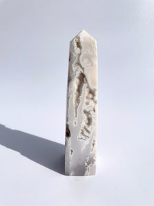 Snow Agate Druzy Obelisk
