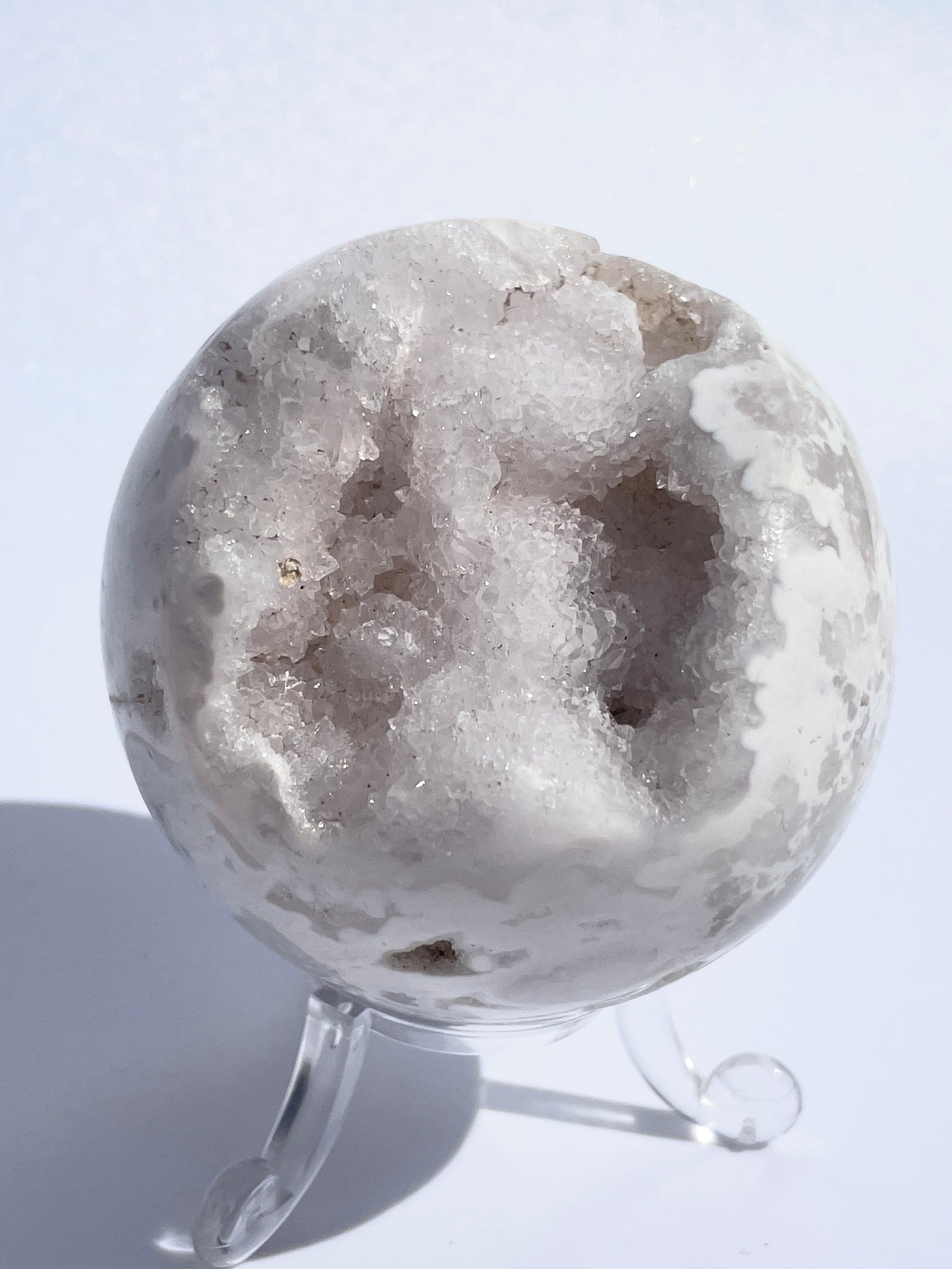 Snow White Agate Druzy Sphere