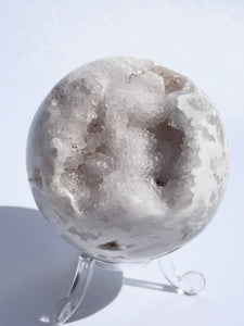 Snow White Agate Druzy Sphere