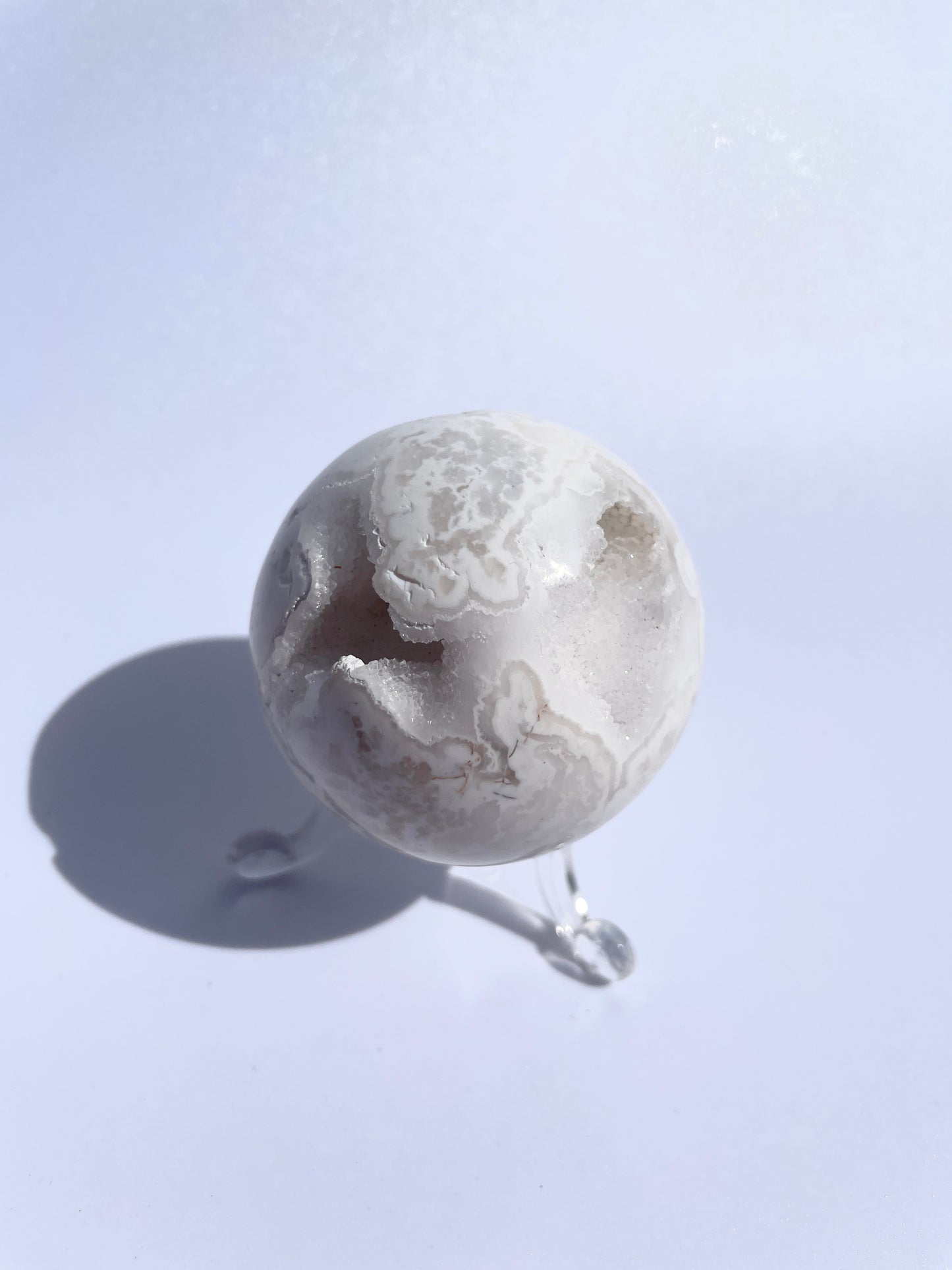 Snow White Agate Druzy Sphere
