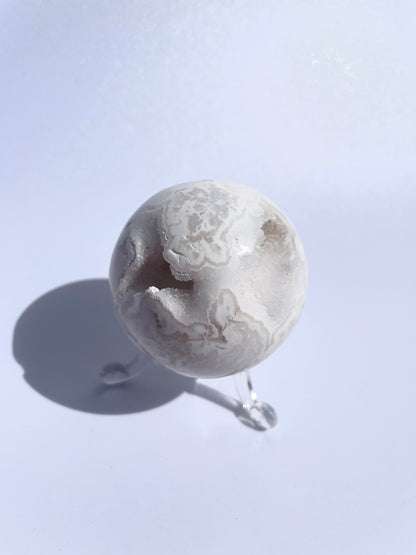 Snow White Agate Druzy Sphere