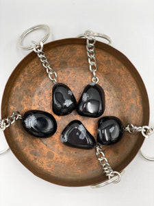 Snowflake Obsidian Keyring
