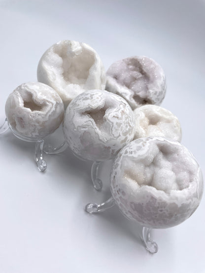 Snow White Agate Druzy Sphere