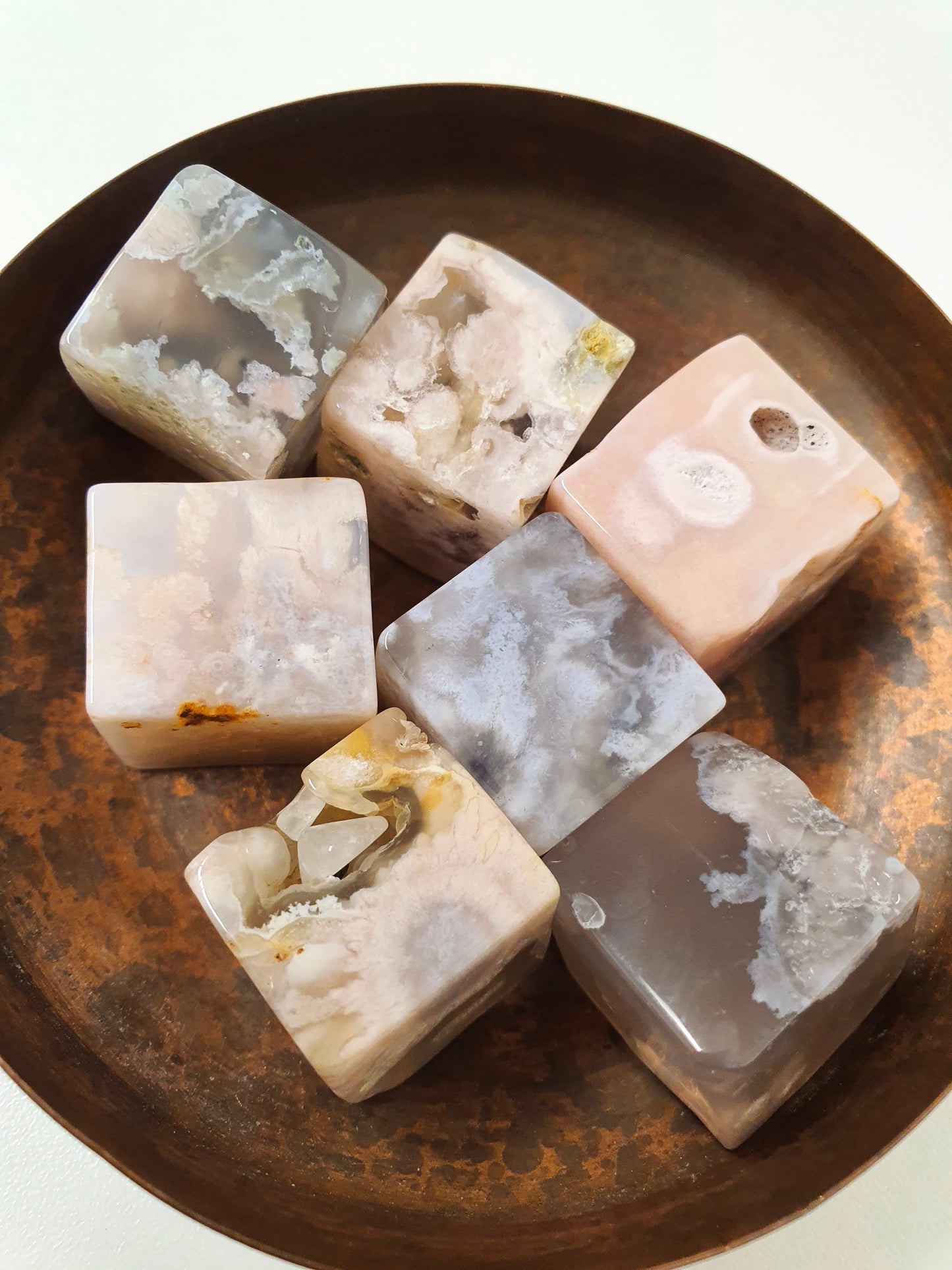 Flower Agate Cube