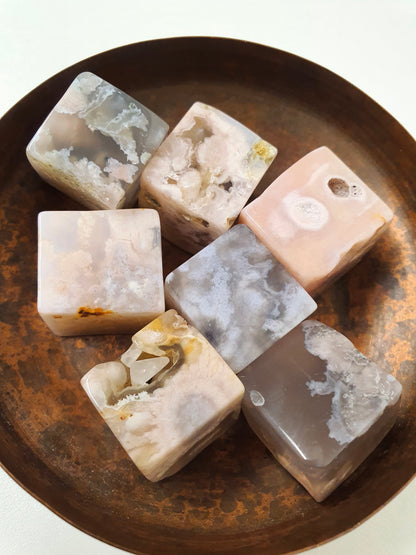 Flower Agate Cube