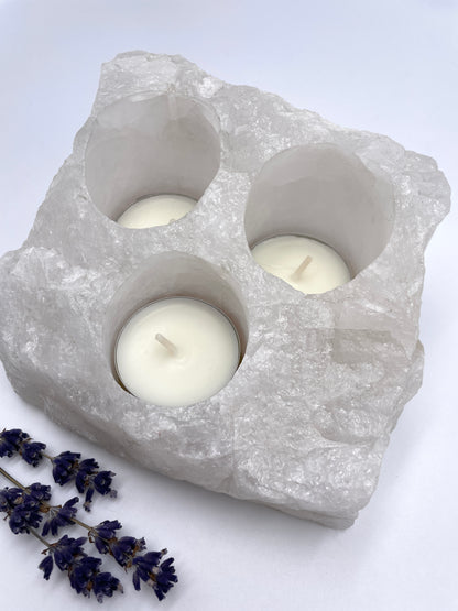 Snow Quartz 3 Hole Candle Holder
