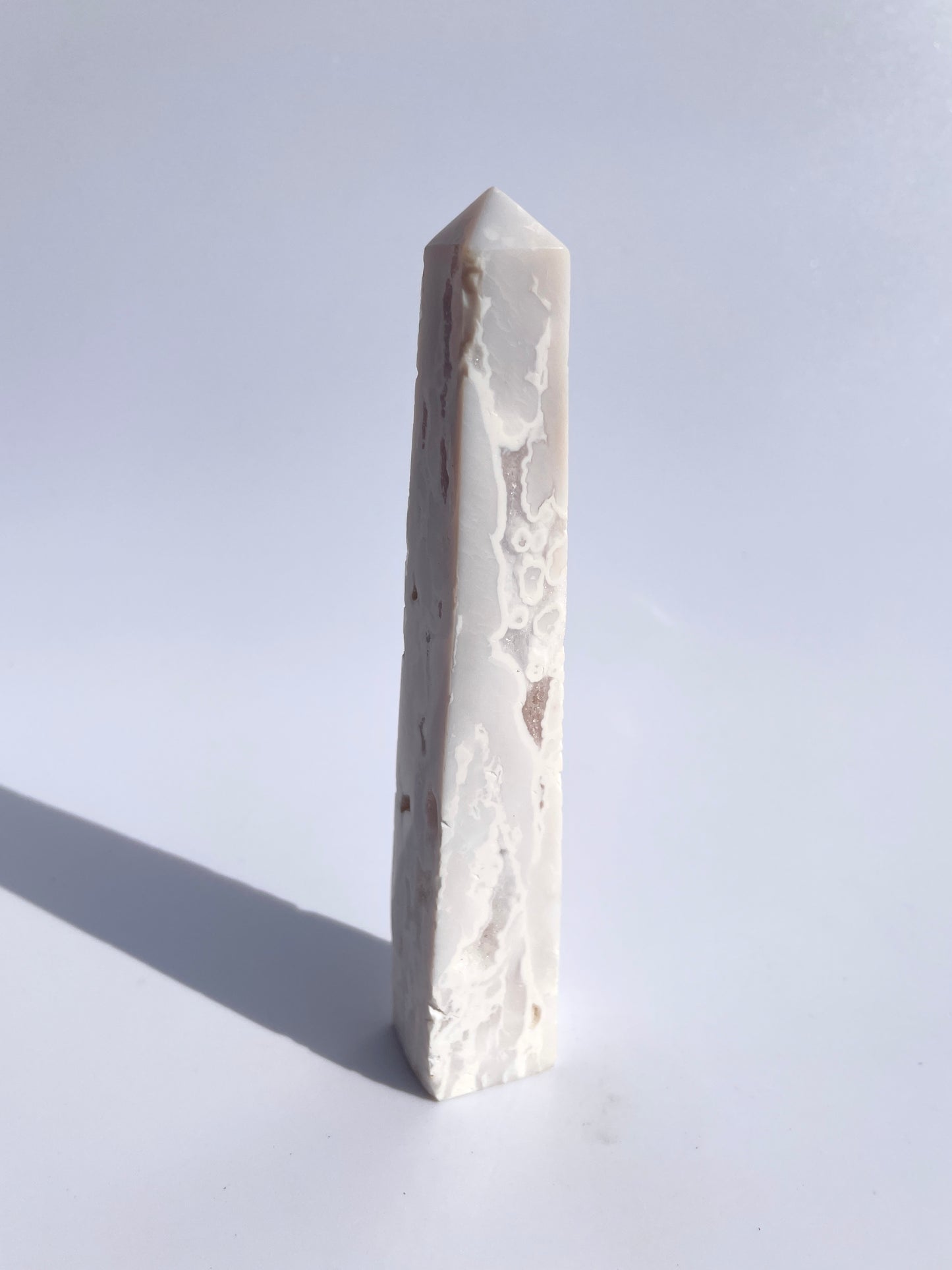 Snow Agate Druzy Obelisk