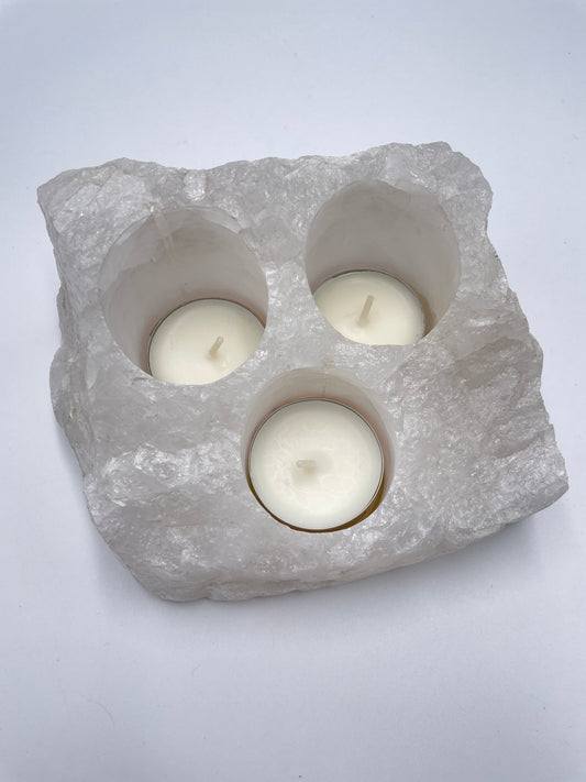 Snow Quartz 3 Hole Candle Holder