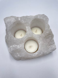 Snow Quartz 3 Hole Candle Holder