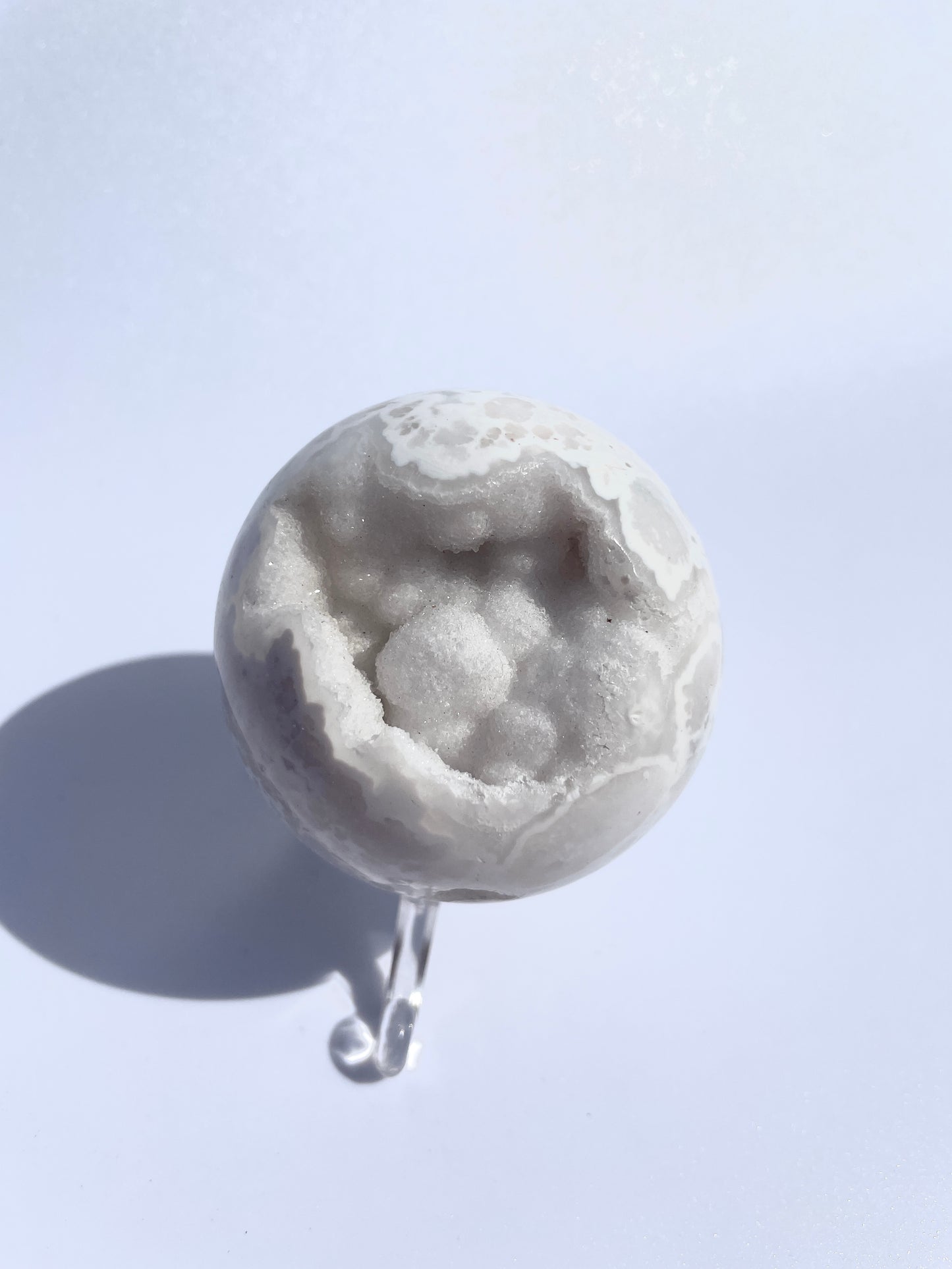 Snow White Agate Druzy Sphere