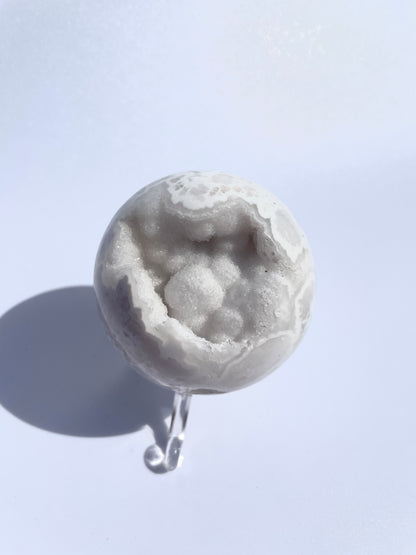 Snow White Agate Druzy Sphere
