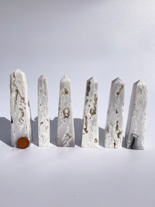 Snow Agate Druzy Obelisk