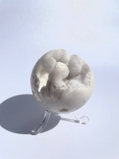Snow White Agate Druzy Sphere