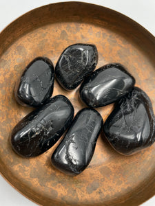 Black Tourmaline Semi Tumbled Stone - Large