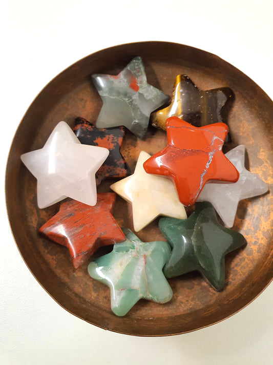 Mini Stars - Aventurine, Tigers Eye, Red Jasper, Moss Agate, Red Mahogany Obsidian, Mangano Calcite, Rose Quartz, Selenite