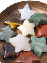 Load image into Gallery viewer, Mini Stars - Aventurine, Tigers Eye, Red Jasper, Moss Agate, Red Mahogany Obsidian, Mangano Calcite, Rose Quartz, Selenite
