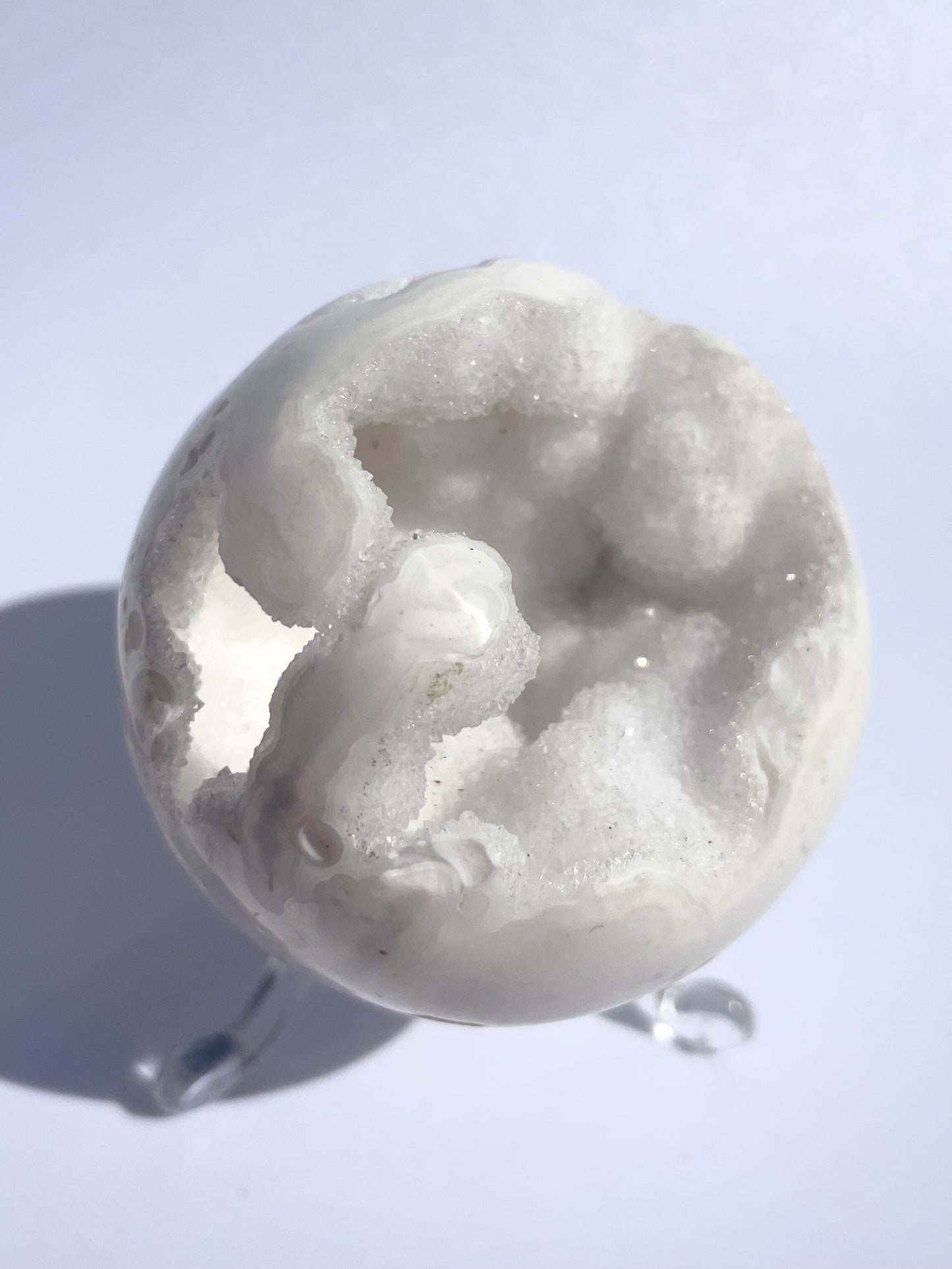 Snow White Agate Druzy Sphere
