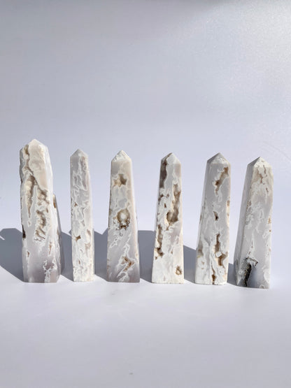 Snow Agate Druzy Obelisk