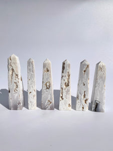 Snow Agate Druzy Obelisk
