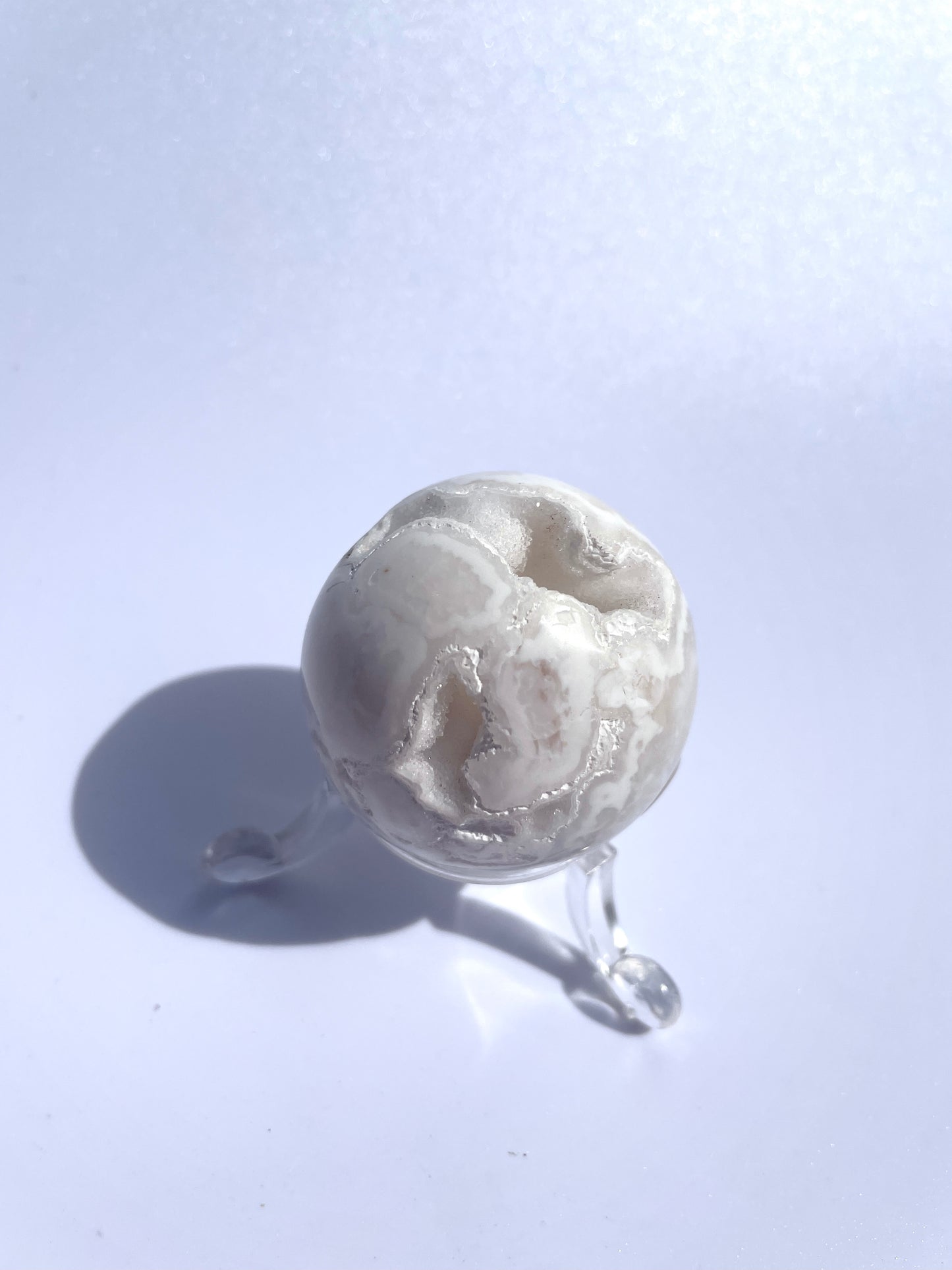 Snow White Agate Druzy Sphere