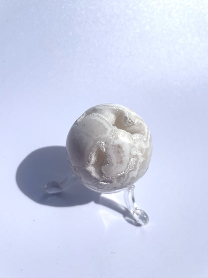 Snow White Agate Druzy Sphere