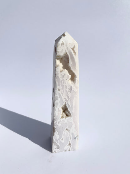 Snow Agate Druzy Obelisk