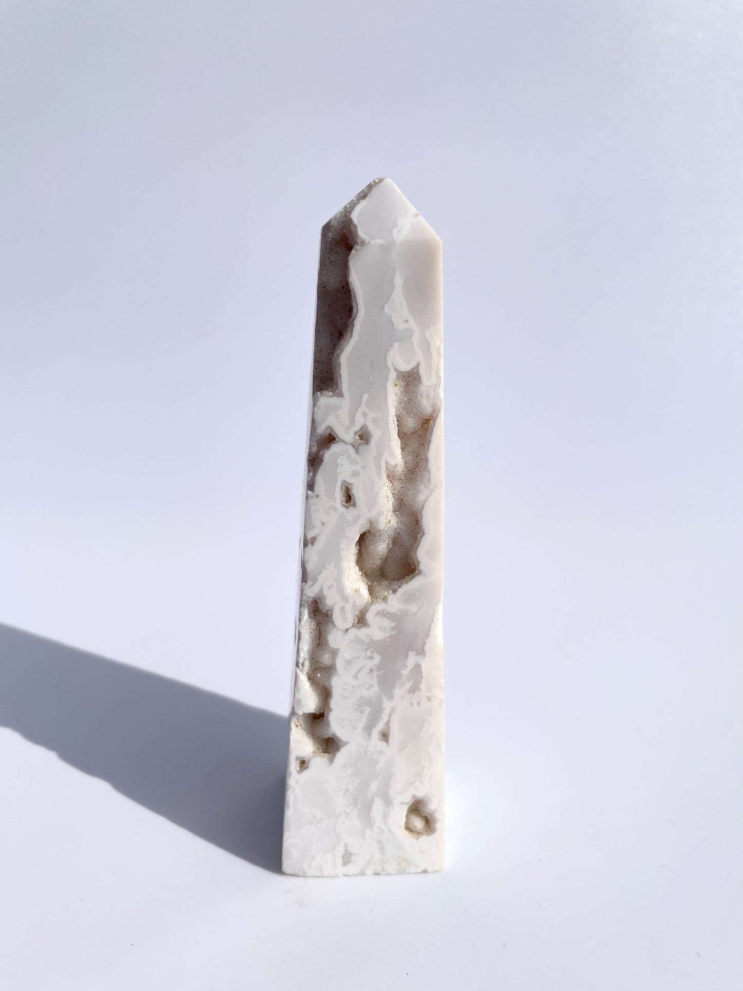 Snow Agate Druzy Obelisk
