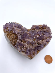 Amethyst with Pseudomorph Cluster Heart Large
